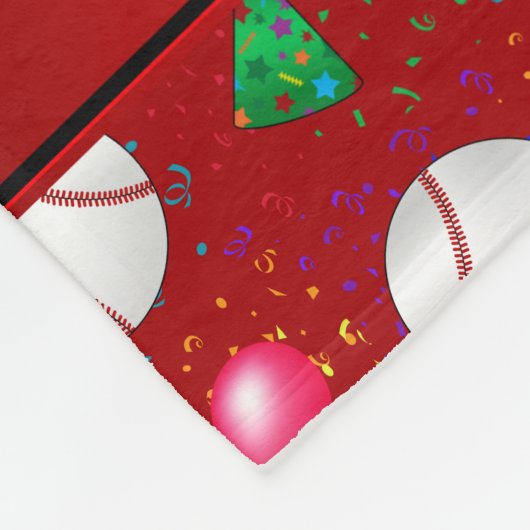 Personalisiertes rotes Baseballgeburtsmuster Fleecedecke (Ecke)