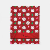Personalisiertes rotes Baseballgeburtsmuster Fleecedecke (Vorderseite)