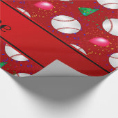 Personalisiertes rotes Baseballgeburtsmuster Geschenkpapier (Ecke)