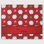 Personalisiertes rotes Baseballgeburtsmuster Geschenkpapier (Flach)