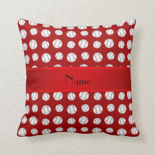 Personalisiertes rotes Baseballnamensmuster Kissen