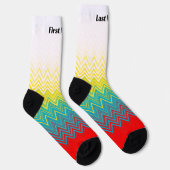 Personalisiertes rotes blaues gelbes Chic Einzigar Socken (Rechts)
