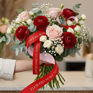Personalisiertes rotes Blumen-Satinband, individue Satinband