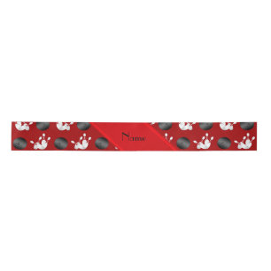Personalisiertes rotes Bowlingsnamensmuster Satinband