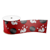 Personalisiertes rotes Bowlingsnamensmuster Satinband (Spule)