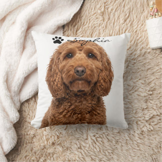 Personalisiertes rotes Cockapoo-Hunde-Foto-Wurfkis Kissen