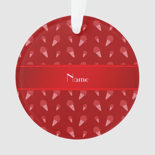 Personalisiertes rotes Eiscremenamensmuster Ornament (Vorderseite)