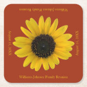 Personalisiertes Rotes Ereignis der Sonnenblumen Rechteckiger Pappuntersetzer (Vorderseite)