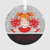 Personalisiertes Rotes Foto Cheerleader Ornament (Rückseite)