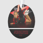 Personalisiertes Rotes Foto Cheerleader Ornament (Vorderseite)