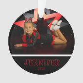 Personalisiertes Rotes Foto Cheerleader Ornament (Vorderseite)