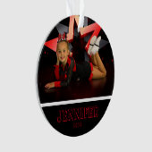 Personalisiertes Rotes Foto Cheerleader Ornament (Vorderseite)