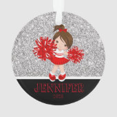 Personalisiertes Rotes Foto Cheerleader Ornament (Rückseite)
