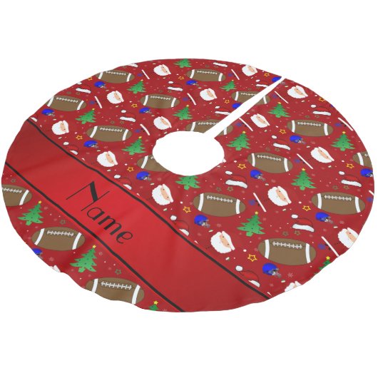 Personalisiertes rotes Fußballnamensweihnachten Polyester Weihnachtsbaumdecke (Schrägansicht)