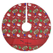 Personalisiertes rotes Fußballnamensweihnachten Polyester Weihnachtsbaumdecke (Vorderseite)