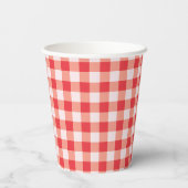 Personalisiertes rotes Gingham mit wellenförmigem Pappbecher (Rückseite)