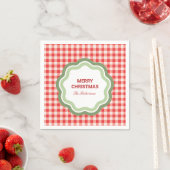 Personalisiertes rotes Gingham mit wellenförmigem Serviette (Beispiel)