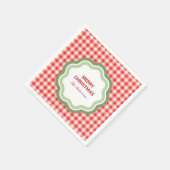 Personalisiertes rotes Gingham mit wellenförmigem Serviette (Ecke)