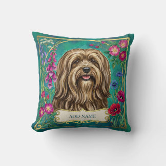Personalisiertes rotes Golden Lhasa Apso Blumenkis Kissen