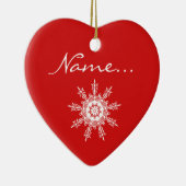 Personalisiertes rotes Herz-geformte Keramikornament (Rechts)