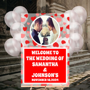 Personalisiertes Rotes Herz Hochzeit Willkommen Ma Acrylschild