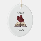 Personalisiertes Rotes Herz Liebe Keramik Ornament (Rechts)