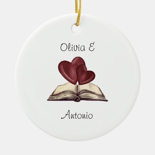 Personalisiertes Rotes Herz Liebe Keramik Ornament (Vorne)