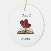 Personalisiertes Rotes Herz Liebe Keramik Ornament (Links)