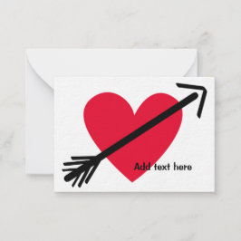 Personalisiertes Rotes Herz mit Arrow Valentinstag Mitteilungskarte