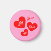 Personalisiertes Rotes Herz Rosa Mutter Magnet (Vorne)