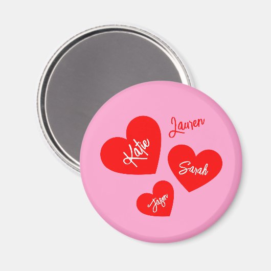 Personalisiertes Rotes Herz Rosa Mutter Magnet (Vorderseite/Rückseite)