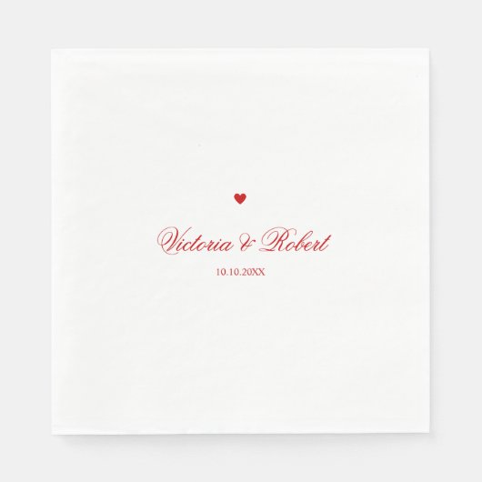 Personalisiertes rotes Herz Serviette (Vorderseite)