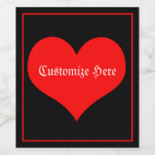 Personalisiertes Rotes Herz Weinetikett (Einzelnes Label)