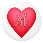 Personalisiertes Rotes Herzdesign Keramikknauf (Vorderseite)