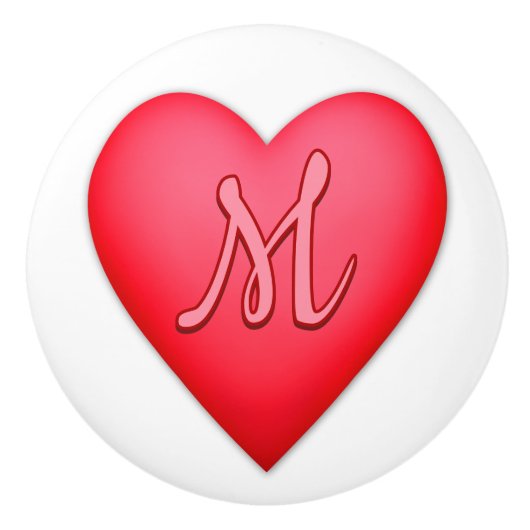 Personalisiertes Rotes Herzdesign Keramikknauf (Vorderseite)