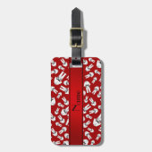Personalisiertes rotes Karatenamensmuster Gepäckanhänger (Vorderseite vertikal)