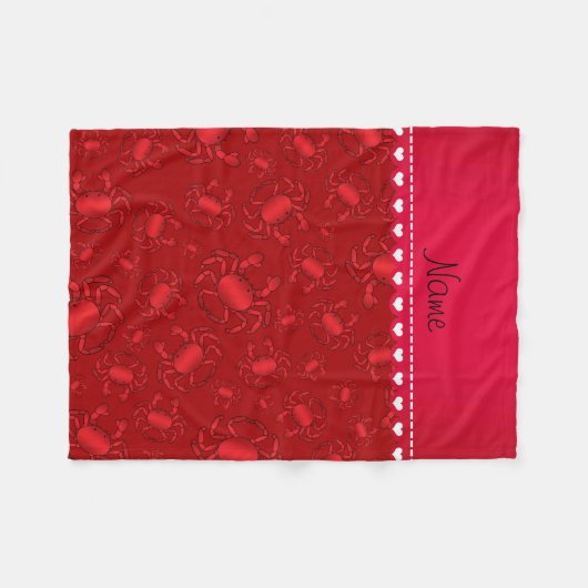 Personalisiertes rotes Krabbennamensmuster Fleecedecke (Vorderseite (Horizontal))