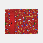 Personalisiertes rotes Krokettenmuster Fleecedecke (Vorderseite (Horizontal))