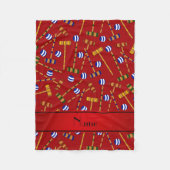 Personalisiertes rotes Krokettenmuster Fleecedecke (Vorderseite)