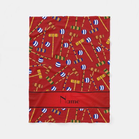 Personalisiertes rotes Krokettenmuster Fleecedecke (Vorderseite)