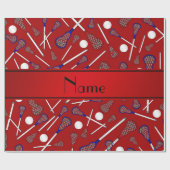 Personalisiertes rotes Lacrossenamensmuster Geschenkpapier (Flach)