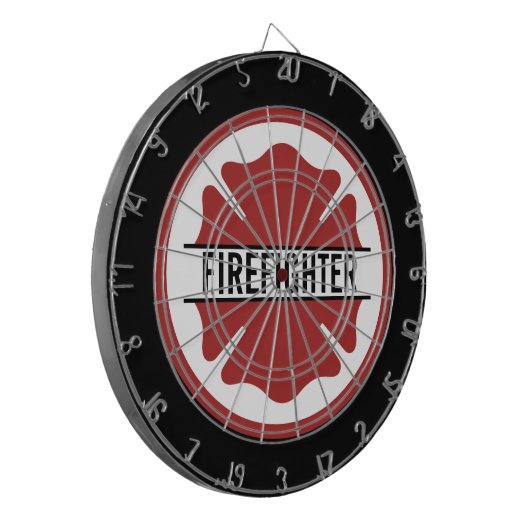 Personalisiertes Rotes Logo-Symbol für den Feuerwe Dartscheibe (Vorderseite Links)