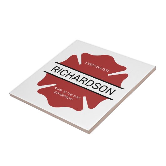 Personalisiertes Rotes Logo-Symbol für den Feuerwe Fliese (Seite)