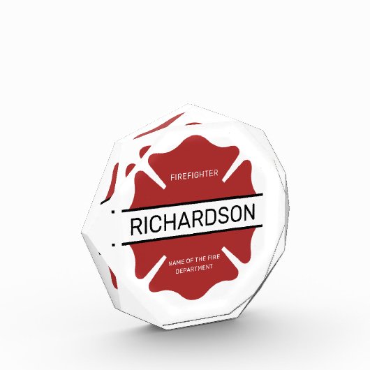 Personalisiertes Rotes Logo-Symbol für den Feuerwe Fotoblock (Links)