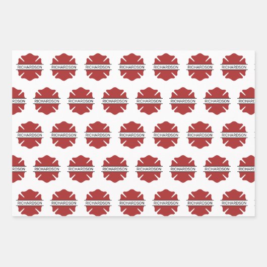 Personalisiertes Rotes Logo-Symbol für den Feuerwe Geschenkpapier Set (Vorderseite)