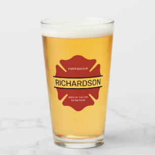 Personalisiertes Rotes Logo-Symbol für den Feuerwe Glas