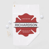 Personalisiertes Rotes Logo-Symbol für den Feuerwe Golfhandtuch (Insitu)