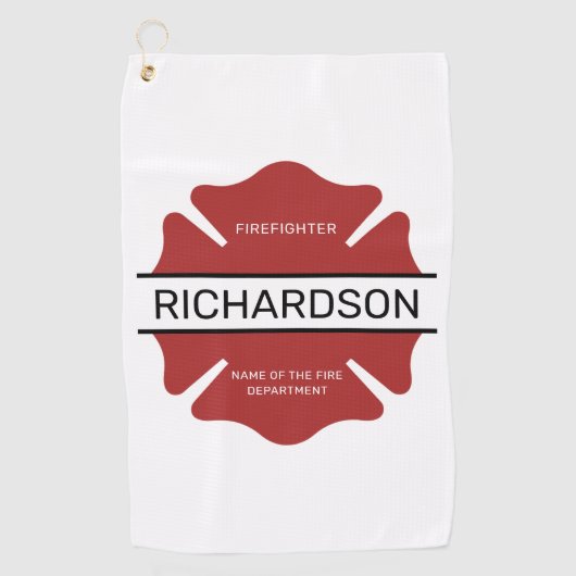 Personalisiertes Rotes Logo-Symbol für den Feuerwe Golfhandtuch (Vorderseite)