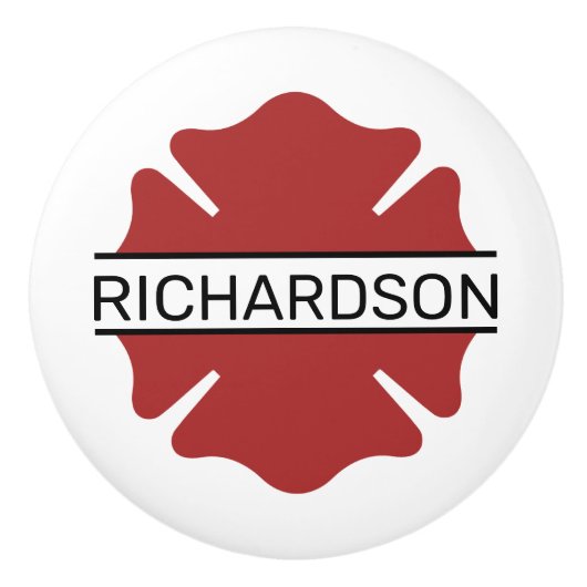 Personalisiertes Rotes Logo-Symbol für den Feuerwe Keramikknauf (Vorderseite)