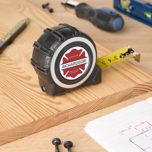 Personalisiertes Rotes Logo-Symbol für den Feuerwe Maßband (Holzbau)